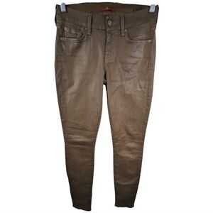 7 for All Mankind Coated Sheen Ankle Skinny Mid Rise Jeans Sz 25